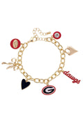 Georgia Bulldogs Enamel Icons Charm Bracelet in Shiny Gold