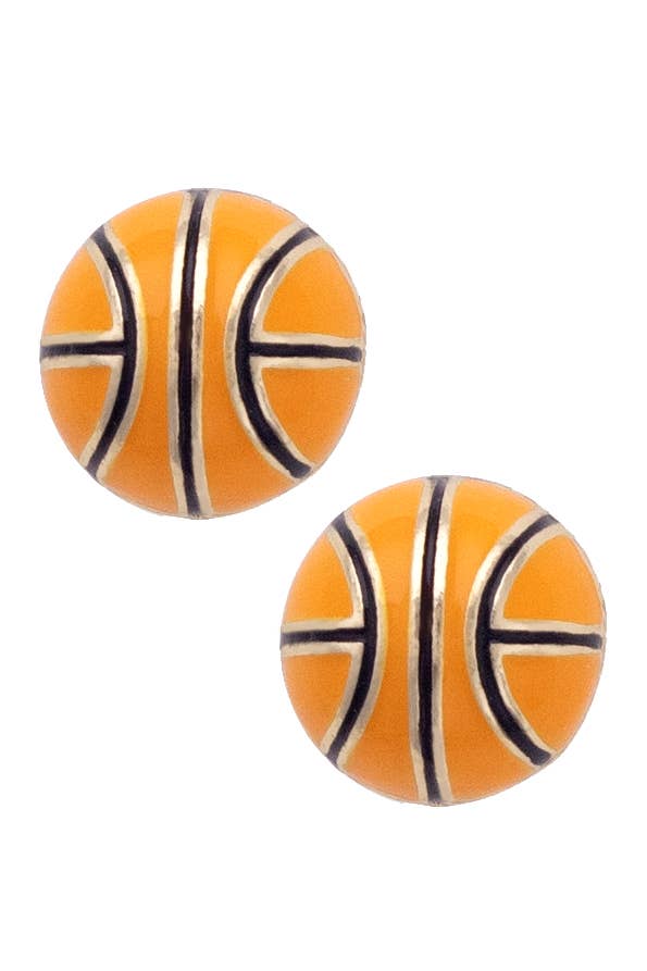 Basketball Enamel Stud Earrings in Orange/Black