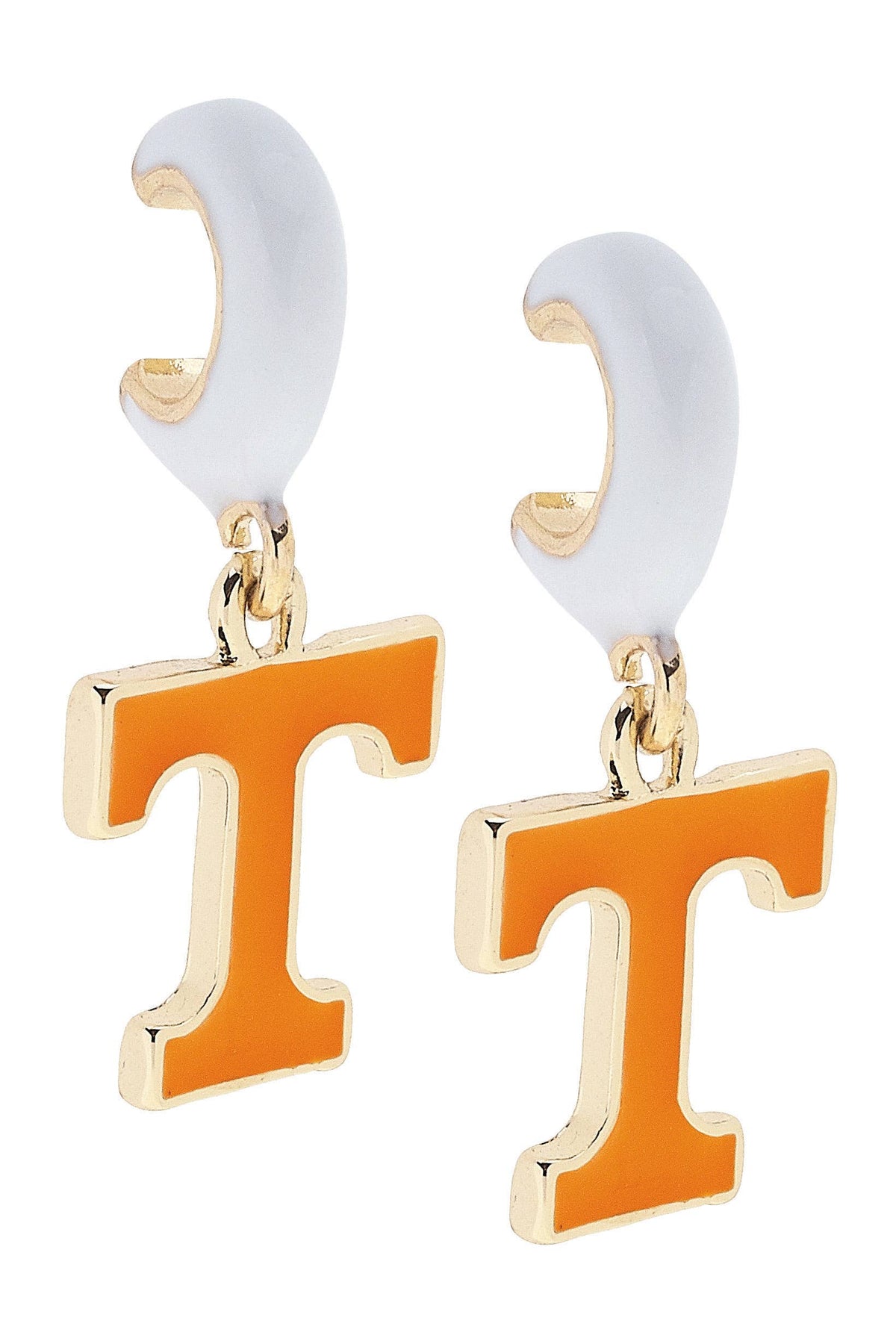 Tennessee Vols Enamel Logo Huggie Hoop Earrings in White