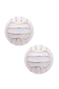 Volleyball Enamel Stud Earrings in White