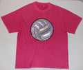 Vintage Washed Oversized Cotton Tee with Sequins Volleyball Patch