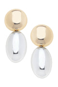 Beckett Oval Drop Earrings in Shiny Two Tone